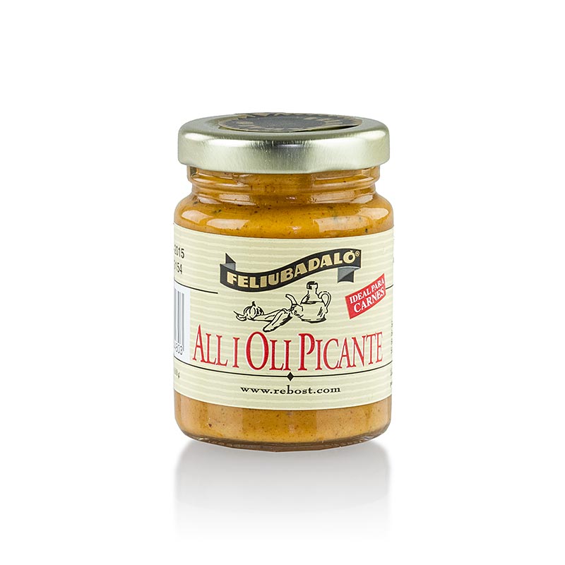 Allioli - creme de alho, picante, com oleo vegetal, Feliubadalo - 95g - Vidro