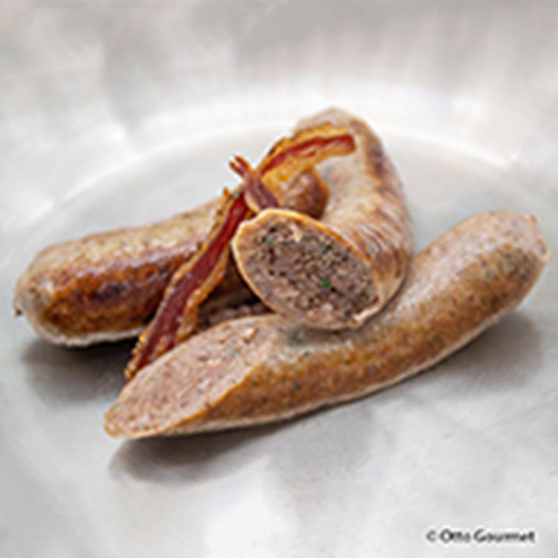 Bacon Bratwurst, notkorv med bacon, Otto Gourmet - 300 g, 3 x 100 g - Vakuum