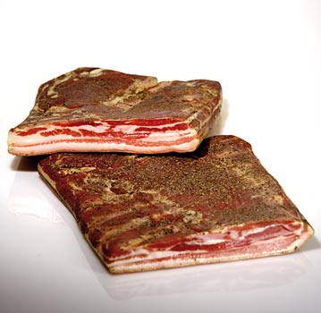 Pancetta - stribet bacon fra Toscana, Montalcino Salumi - ca. 1,5 kg - -