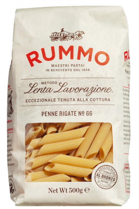 Penne rigate, Le Classiche, massa de semola de trigo duro, rummo - 500g - pacote