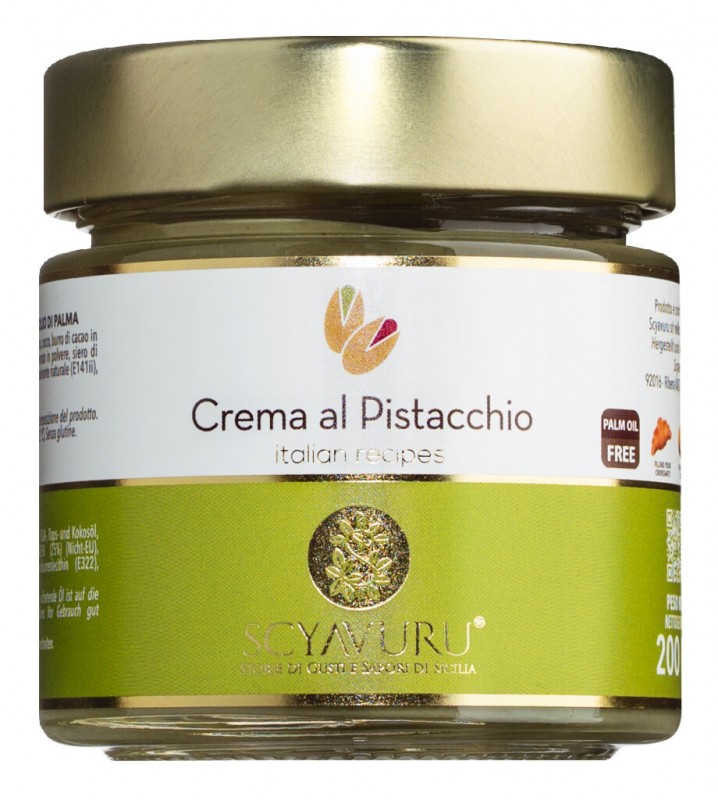 Crema al Pistacchio senza olio di palma, saett pistasiukrem an palmaoliu, Scyavuru - 200 g - Gler