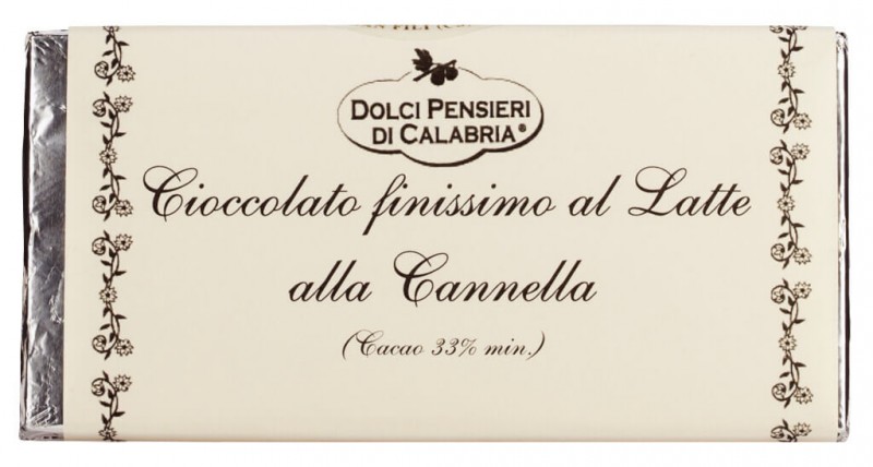 Cioccolato al Latte con Cannella, melkesjokolade med kanel, dolci pensieri - 100 g - Stykke