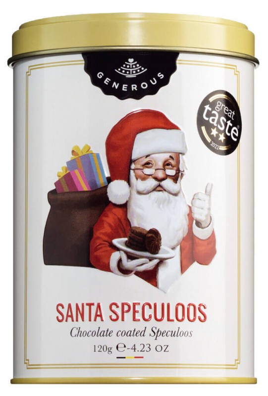 Santa Speculoos Tin, organik, biskut speculoos dengan coklat, bebas gluten, organik, murah hati - 120g - boleh