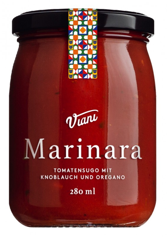 Sugo alla Marinara, salsa di pomodoro con aglio e origano, Viani - 280 ml - Bicchiere