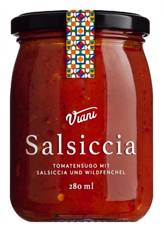 Sugo Salsiccia e Finocchio, salsa de tomate con salchicha de cerdo e hinojo, Viani - 280ml - Vaso