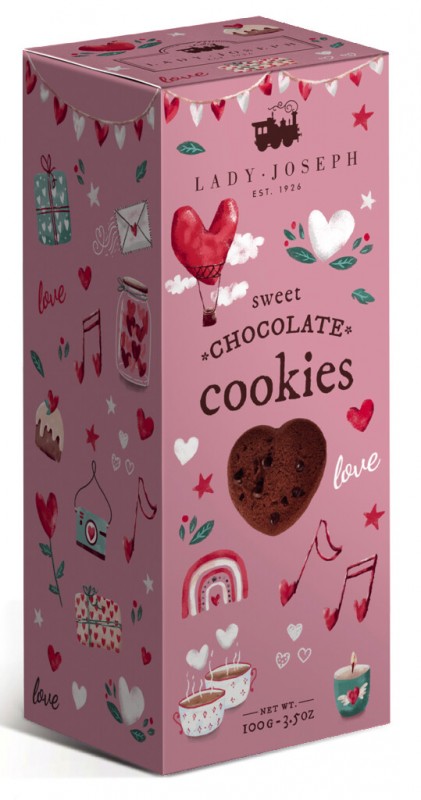 Sweet Love Cookies, pastri dengan biji koko, vegan, Lady Joseph - 100 g - pek