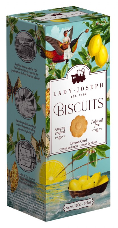 Lemon Curd kex, saetabraudh medh sitronu osti, Lady Joseph - 100 g - pakka