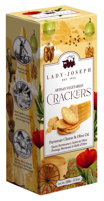 Parmigiano Reggiano Crackers, pasta me Parmigiano Reggiano, Lady Joseph - 100 g - paketoj