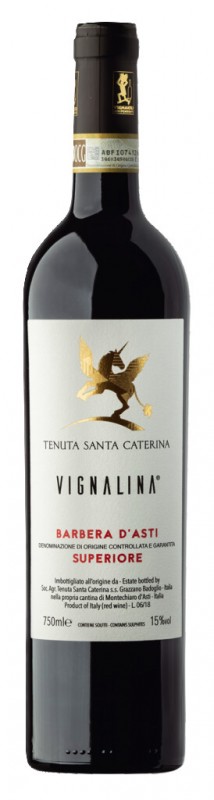 Sup Barbera d`Asti. DOCG Vignalina, anggur merah, Tenuta Santa Caterina - 0,75 liter - Botol