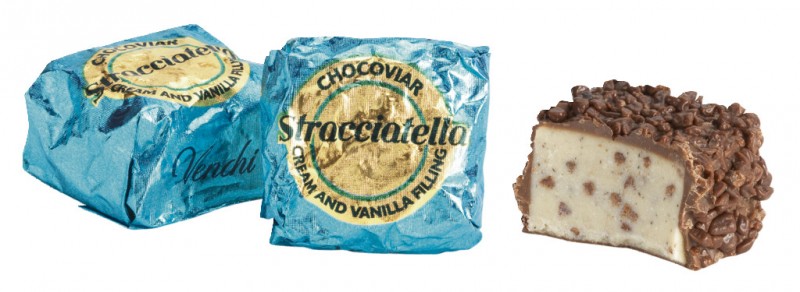 Cubotto Chocoviar Stracciatella, pralina di cioccolato al latte con ripieno di stracciatella, Venchi - 1.000 g - kg