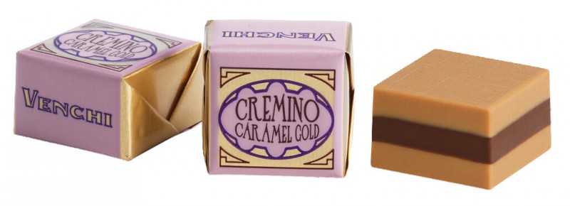 Cremino Gold Caramel, praline em camadas feito de creme de caramelo de amendoa, Venchi - 1.000g - kg