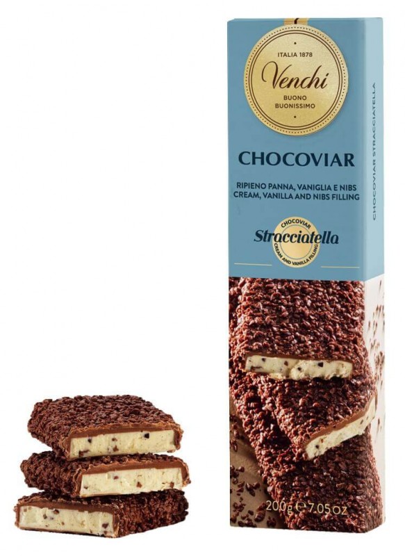 Chocoviar Stracciatella Soft Bar, melkesjokolade med kremfyll, Venchi - 200 g - Stykke