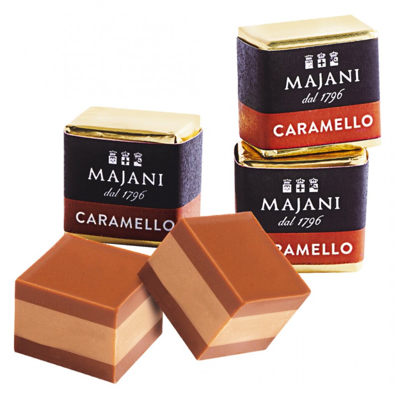 Cremino al Caramel, praline berlapis. m.krim kakao hazelnut dan karamel, Majani - 1,013 gram - menampilkan