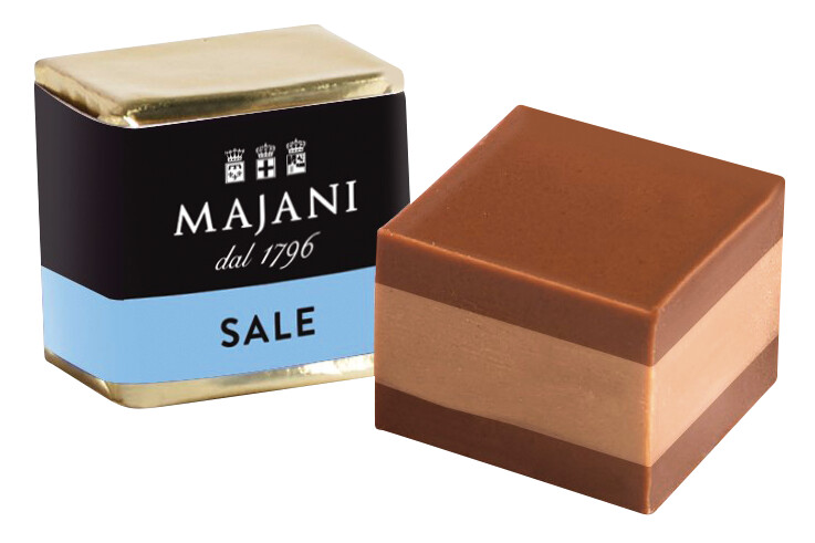 Cremino al Sale marino, praline berlapis. m. krim koko hazelnut dan garam laut, Majani - 1,013g - paparan