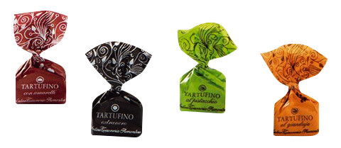 Confezione regalo tartufini assortiti, caixa de presente com trufas mistas de chocolate, Antica Torroneria Piemontese - 400g - pacote