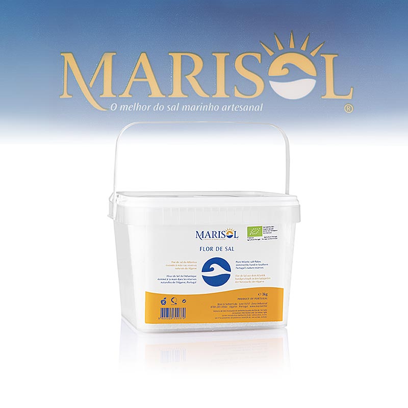 Marisol® Flor de Sal - A Flor de Sal, CERTIPLANET, certificado Kosher, ORGANICO - 3kg - Balde de pe