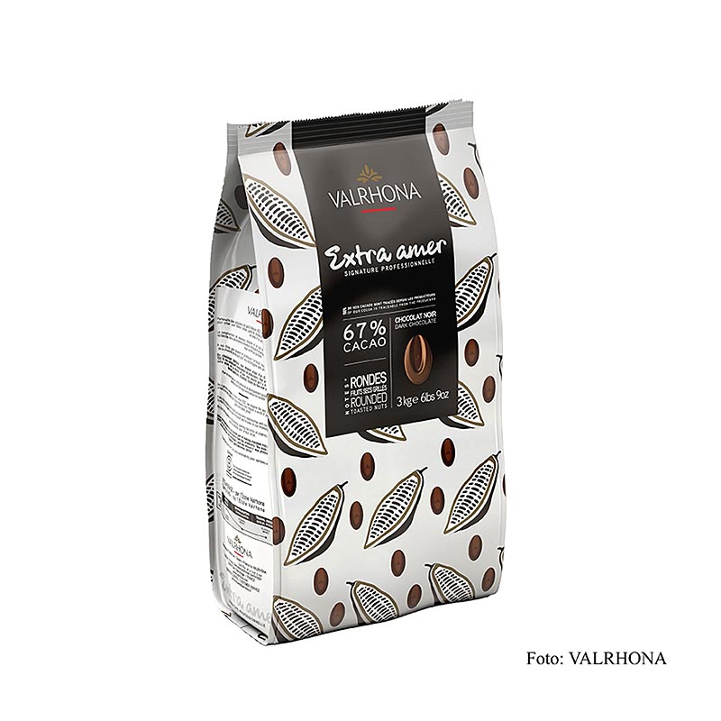 Valrhona Extra Amer, horka poleva ako kallety, 67 % kakaa - 3 kg - taska