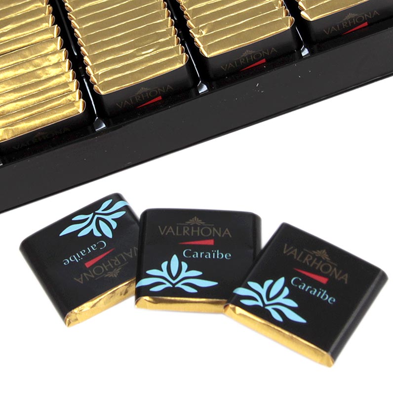 Valrhona Carre Caraibe - temne cokoladne ploscice, 66% kakava - 1 kg, 200 x 5 g - skatla