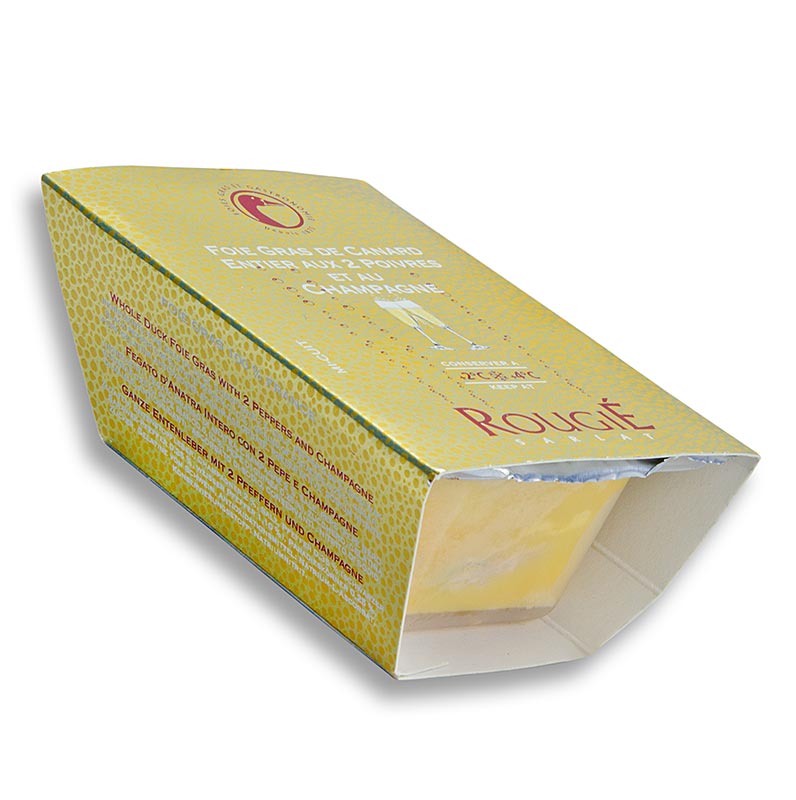 Kacacia foie gras - Entier, so sampanskym, ciernym madagaskarskym korenim a korenim manguette, rougie - 180 g - Olupte