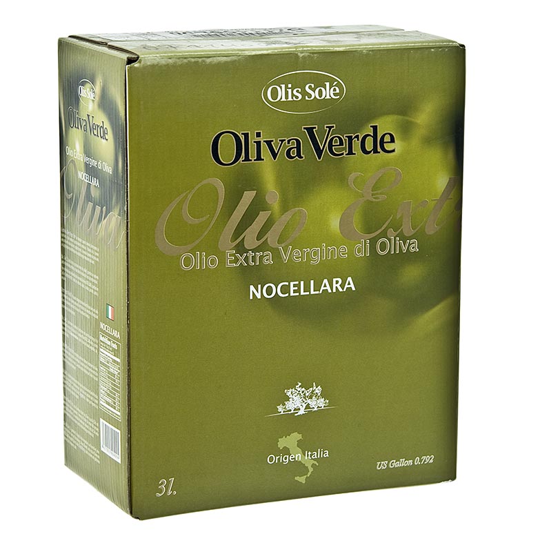 Oliwa z oliwek z pierwszego tloczenia, Oliva Verde, z oliwek Nocellara - 3 litry - Torba w pudelku