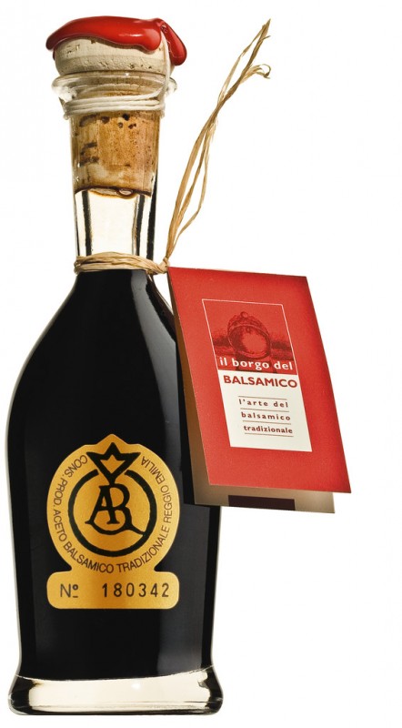 Aceto Balsamico Tradizionale DOP, Oro, balzsamecet DOP Reggio Emilia-bol, legalabb 25 eves, Il Borgo del Balsamico - 100 ml - Uveg