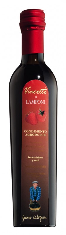 Vincotto ai lamponi, konserwowany moszcz gronowy z malinami, calogiuri - 250ml - Butelka