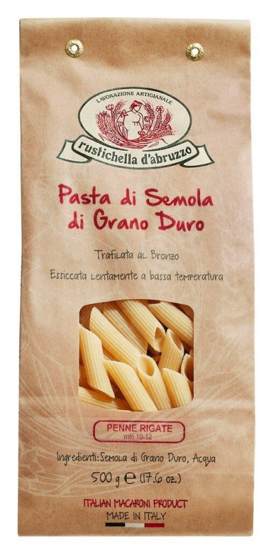 Penne rigate, semolinove cestoviny z tvrdej psenice, Rustichella - 500 g - balenie