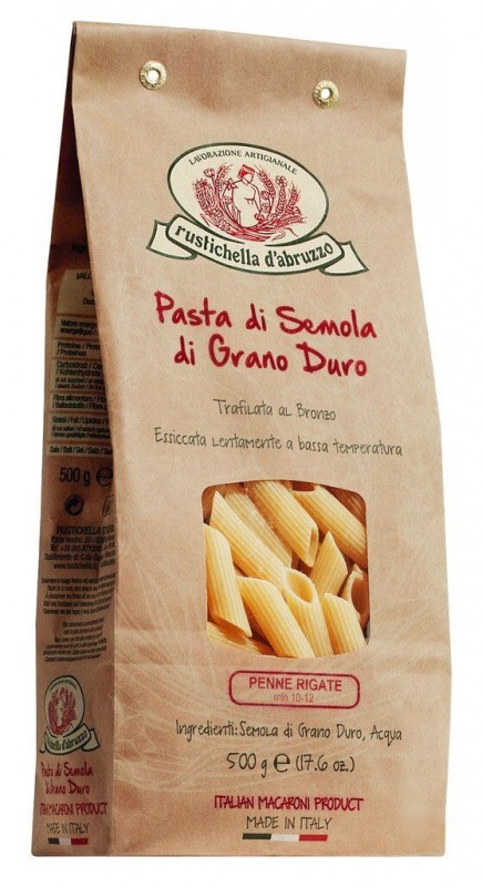 Penne rigate, semolinove cestoviny z tvrdej psenice, Rustichella - 500 g - balenie