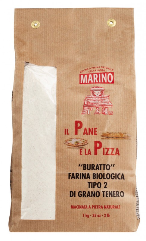 Farina di Grano tenero Buratto biologico, psenicna mouka z kamenneho mlyna na pizzu + testoviny, bio, Mulino Marino - 1000 g - balicek