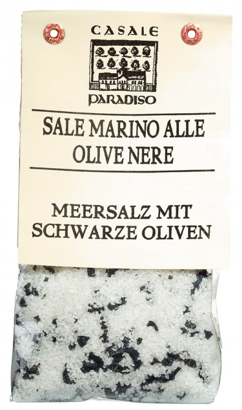 Sprzedam marino alle oliwa nere, sol morska z czarnymi oliwkami, Casale Paradiso - 200 gr - torba