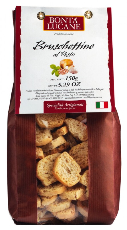 Bruschettine al Pesto, Tostirane kriske kruha s pestom, Bonta Lucane - 150 g - vrecica