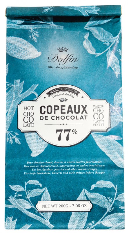 Les Copeaux, topla cokolada, 77% kakaa, cokolada za pice, 77% kakaa, vrecica, Dolfin - 200 g - vrecica