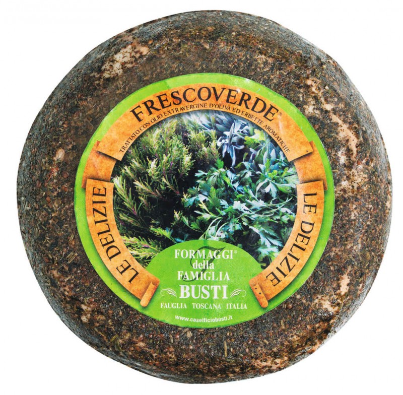 Pecorino fresco verde, branza proaspata semi-tare cu ierburi si ulei de masline, Busti - aproximativ 1,3 kg - Bucata