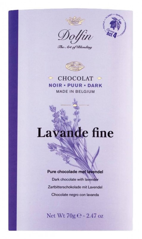 Tableta, noir a la lavande fine de Haute-Provence, cokoladica, tamna s lavandom, Dolfin - 70g - ploca