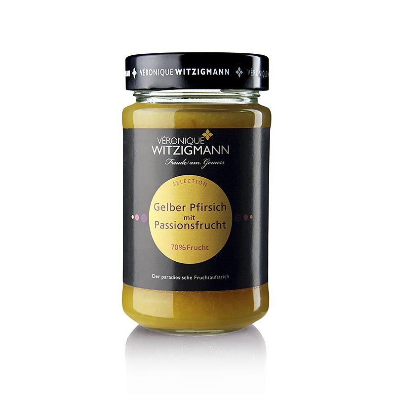 Peche jaune aux fruits de la passion - pate a tartiner Veronique Witzigmann - 225g - Verre