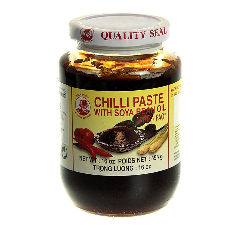 Pate de Chili - Nam Prik Pao, au Soja, Cock Brand - 454g - Verre