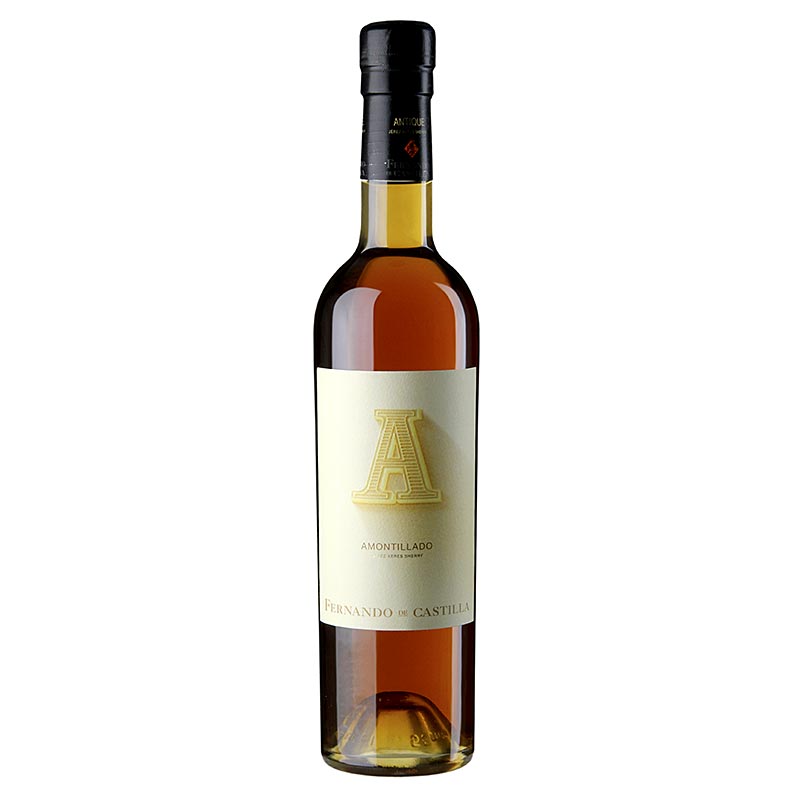 Sherry Amontillado Antik, tÃ¸r, 19% vol., Rey Fernando de Castilla, 92 PP - 500 ml - Flaske