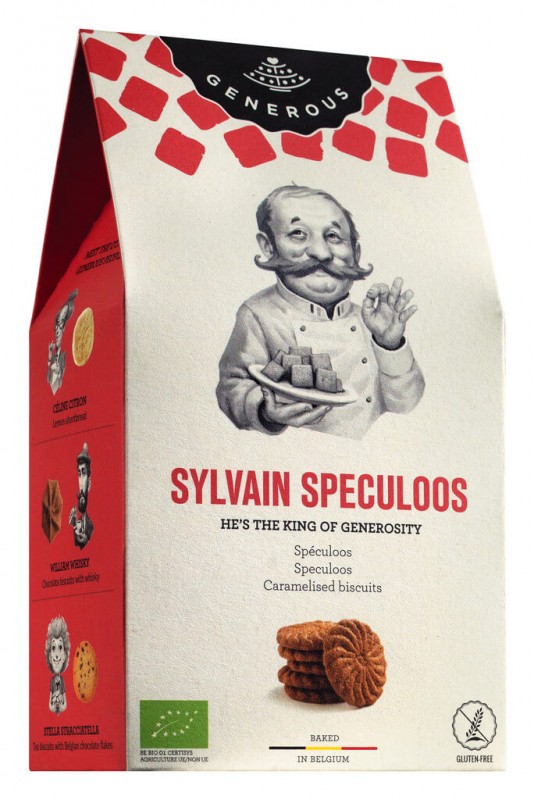 Sylvain Speculoos, organiczne, bezglutenowe, ciasta speculoos, bezglutenowe, organiczne, obfite - 100 gramow - Pakiet