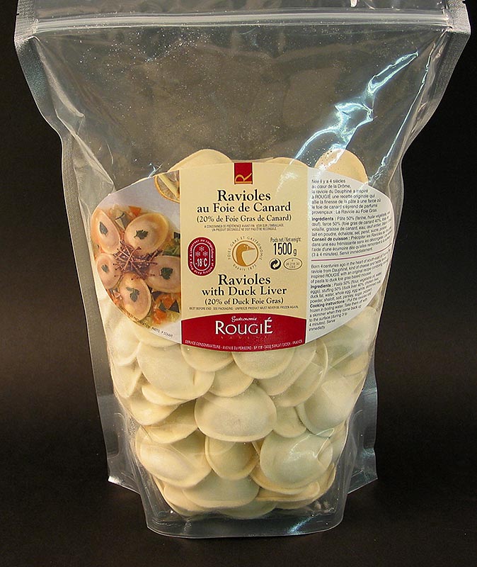 Raviolis au foie gras de canard, rougie - 1,5 kg, environ 145 pieces - sac