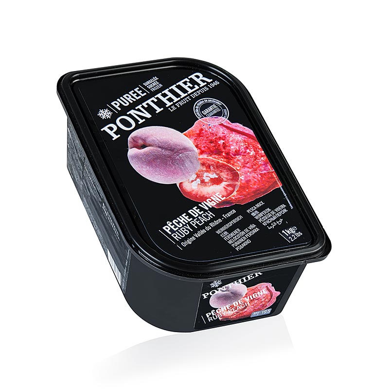 Puree de peche de vigne, au sucre, Ponthier - 1 kg - Coque PE