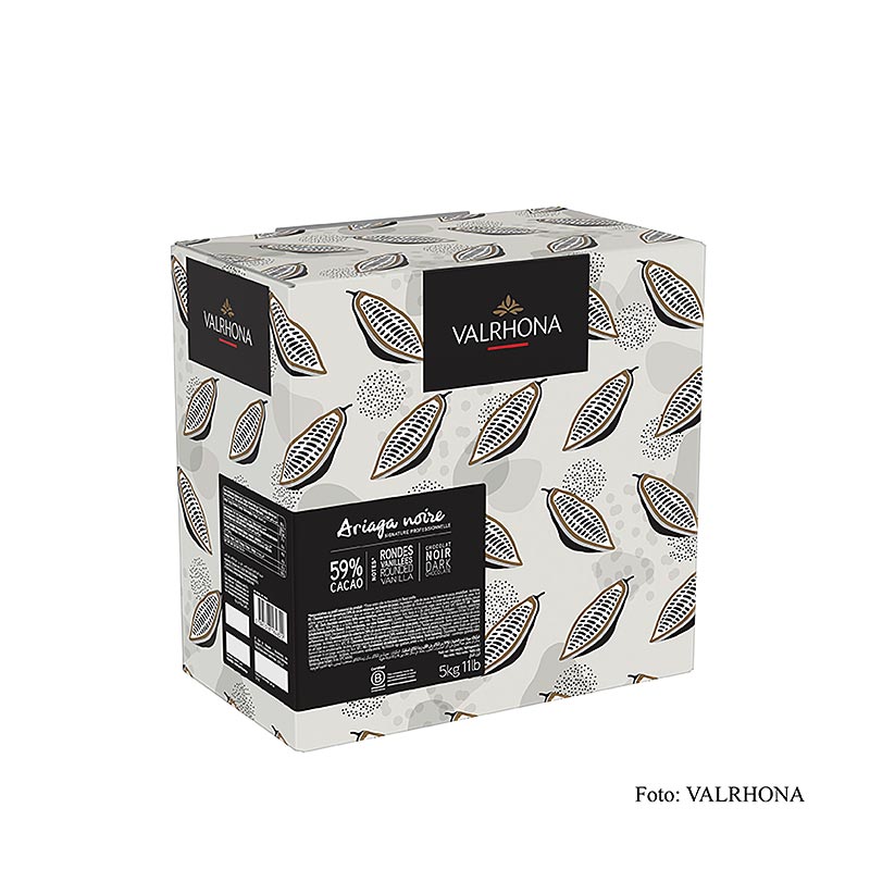 Valrhona Ariaga Noire 59%, tamna kuvertura, callets - 5 kg - Karton