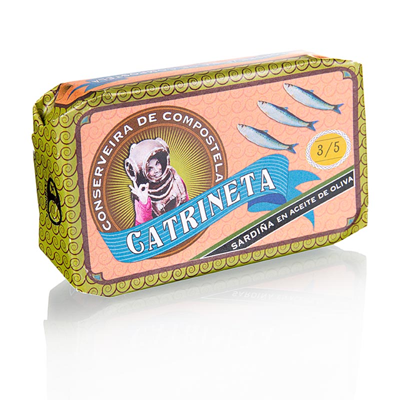 Sardine, intregi, in ulei de masline, 3-5 bucati, Catrineta - 115 g - poate sa