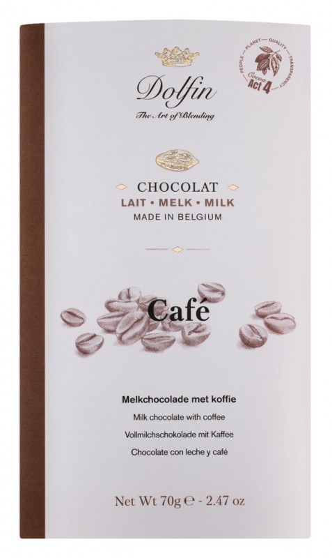 Tablet, Chocolat lait, Cafe, mlijecna cokolada s kavom, Dolfin - 70g - Komad