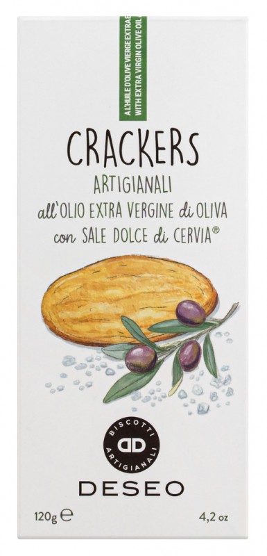 Kraker allolio e.vergine e sale dolce di Cervia, sizma zeytinyagi + Cervia tuzu iceren kraker, Deseo - 120g - ambalaj