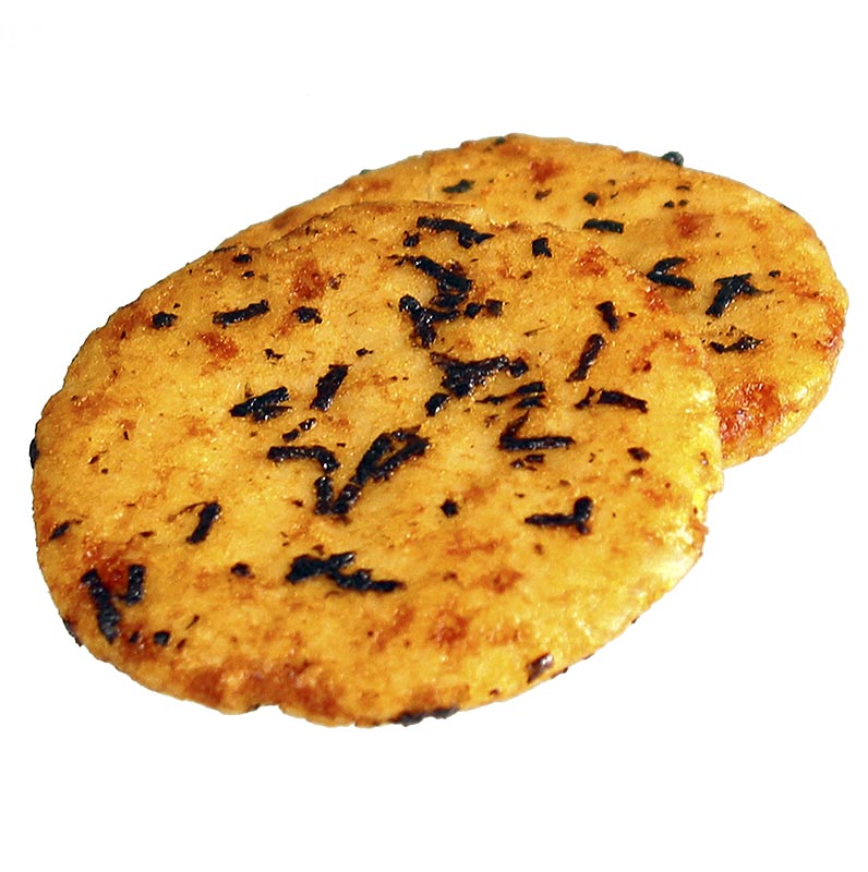 Risknækkere - Bin Bin Rice Crackers, Ø ca. 7 cm, krydret med tang og sojasovs - 135 g - taske