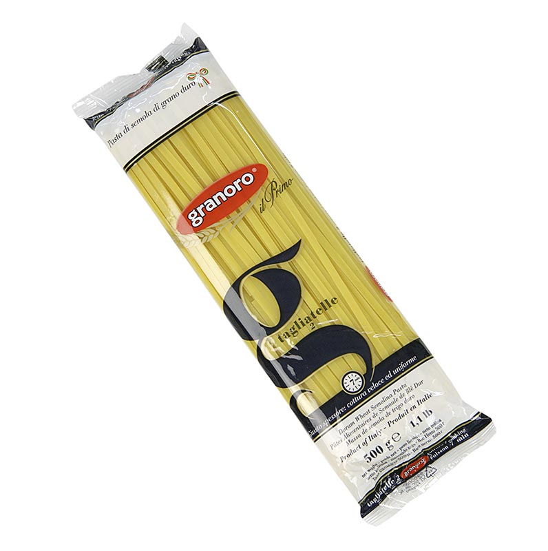 Granoro Tagliatelles, nouilles en ruban droit, 5 mm, No.2 - 12 kg, 24 x 500 g - Papier carton