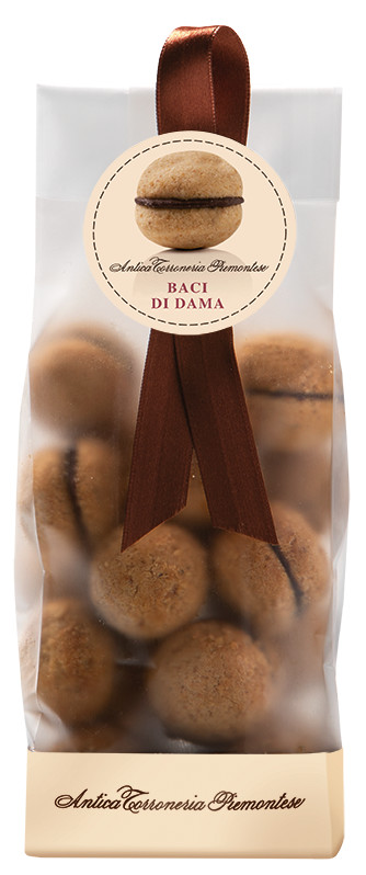 I baci di dama, sacchetto, produse de patiserie traditionale piemonteze cu alune, punga, Antica Torroneria Piemontese - 200 g - sac