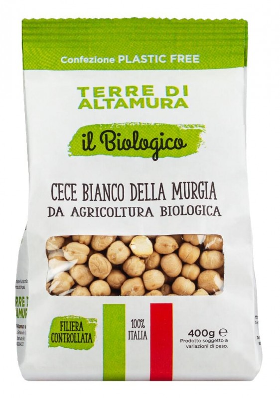 Cece bianco della Murgia, organski, slanutak, organski, Terre di Altamura - 400 g - vrecica