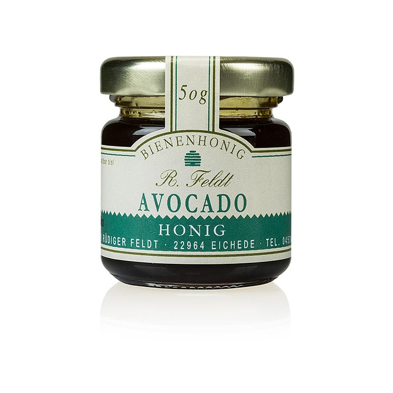 Avocado honning, Mexico, mÃ¸rk, flydende, lys blomme smag, der betjener glas biavl Feldt - 50 g - Glas