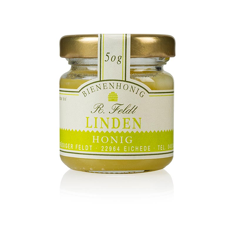 Linden honey, Germany, light, creamy, strong - fresh, summery, portion glass, Feldt beekeeping - 50 g - Glass Linden honey, Germany, light, creamy, strong - fresh, summery, portion glass, Feldt beekeeping - 50 g - Glass